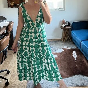 House of Harlow 1960 Green & White Tropical Dress